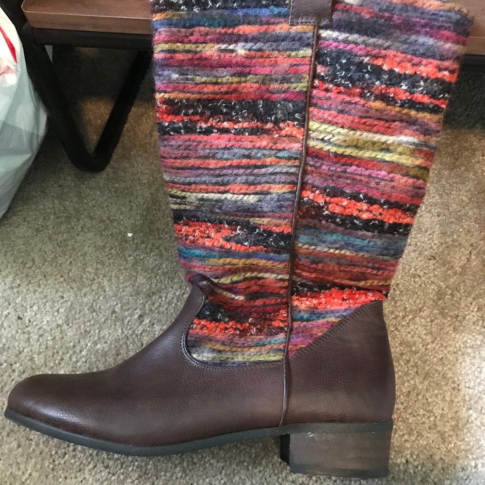 Boho Multi Colored Tall Boots 8 - image 5